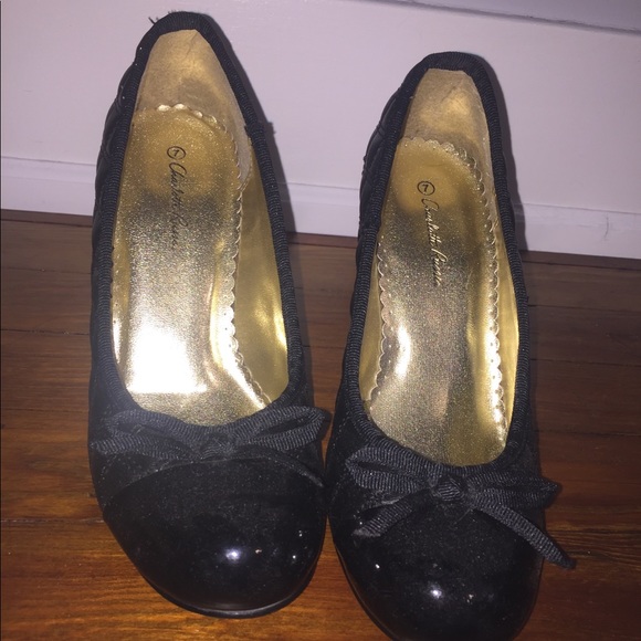 Black quilted high heels with bow - Picture 3 of 4